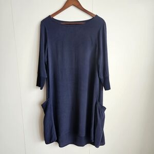EILEEN FISHER 100% Silk Dress Navy Blue Size XS